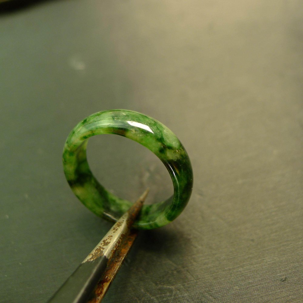 #F549 No. 23 yellow and green natural A-grade old jadeite ring