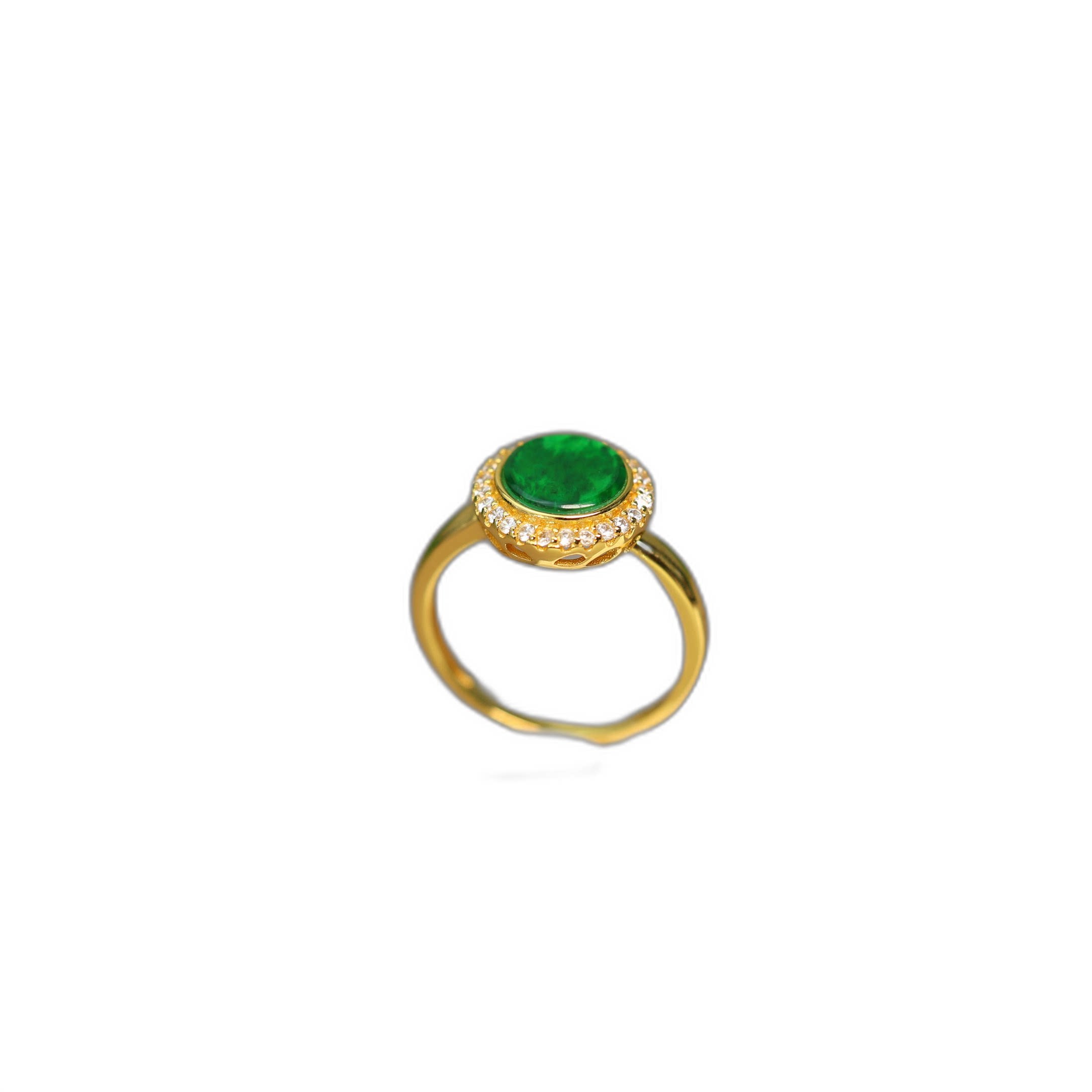 Burmese natural grade A jadeite disc ring