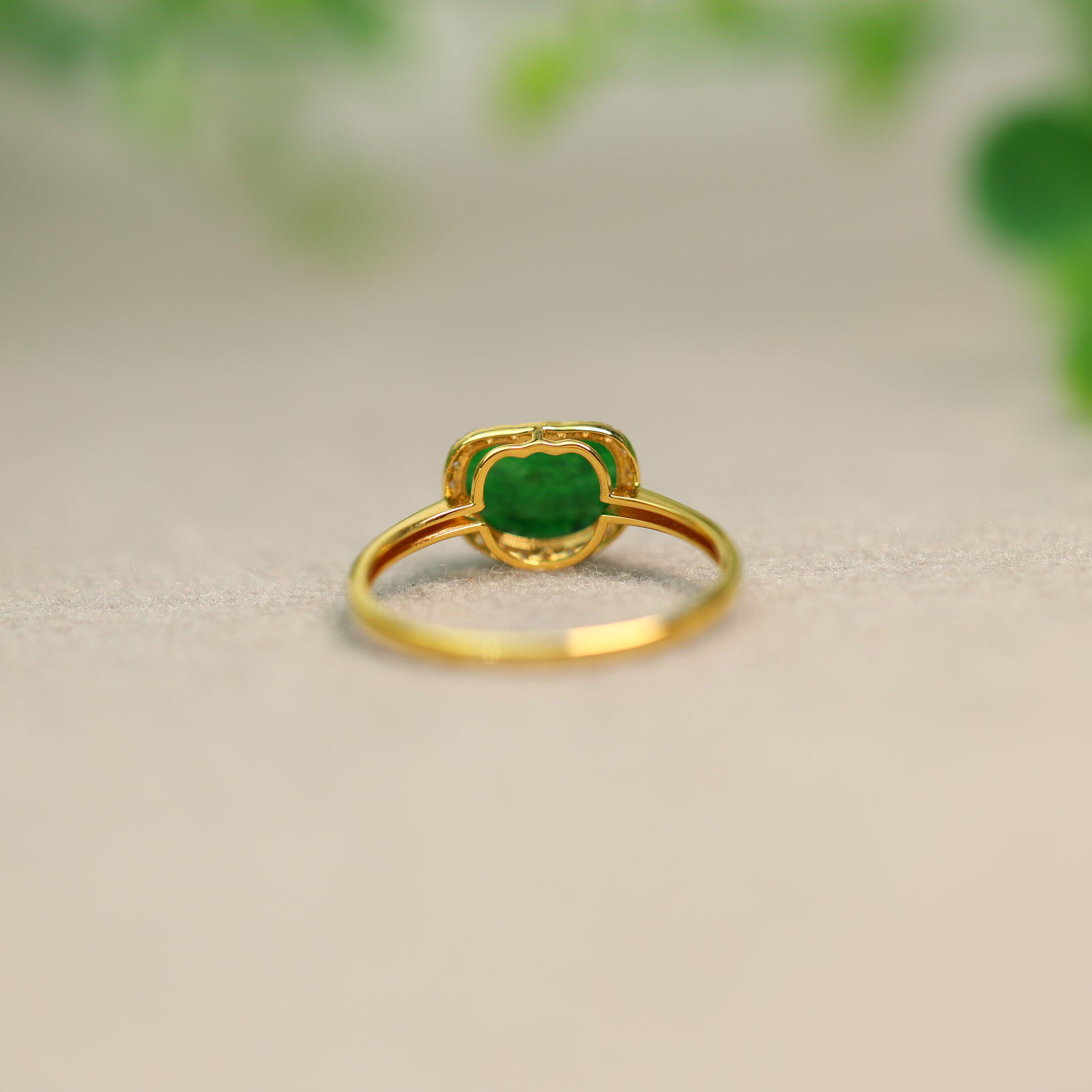 Ice green Burmese natural grade A jade Ruyi head ring