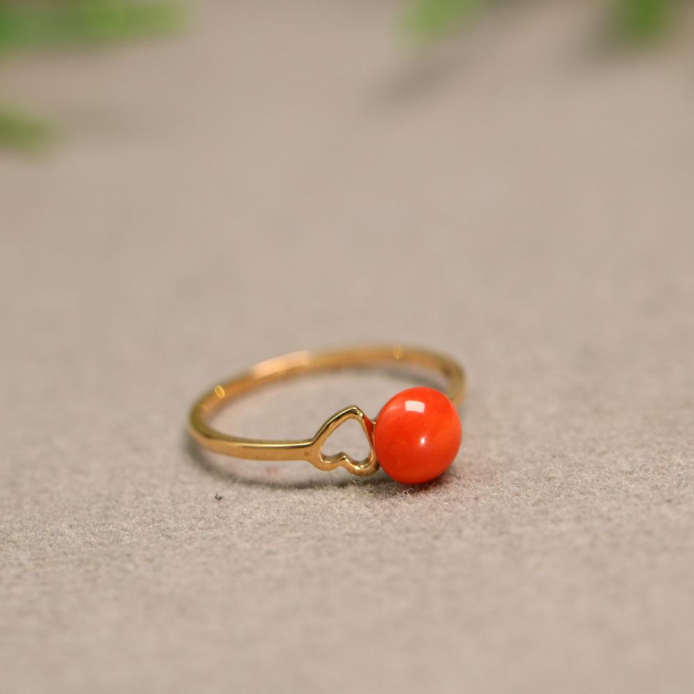 Natural deep sea red organic ruby ring