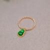 Ice full of green natural grade A jade gourd ring