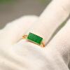 Spicy Green Burmese Natural Grade A Jade Rectangular Ring