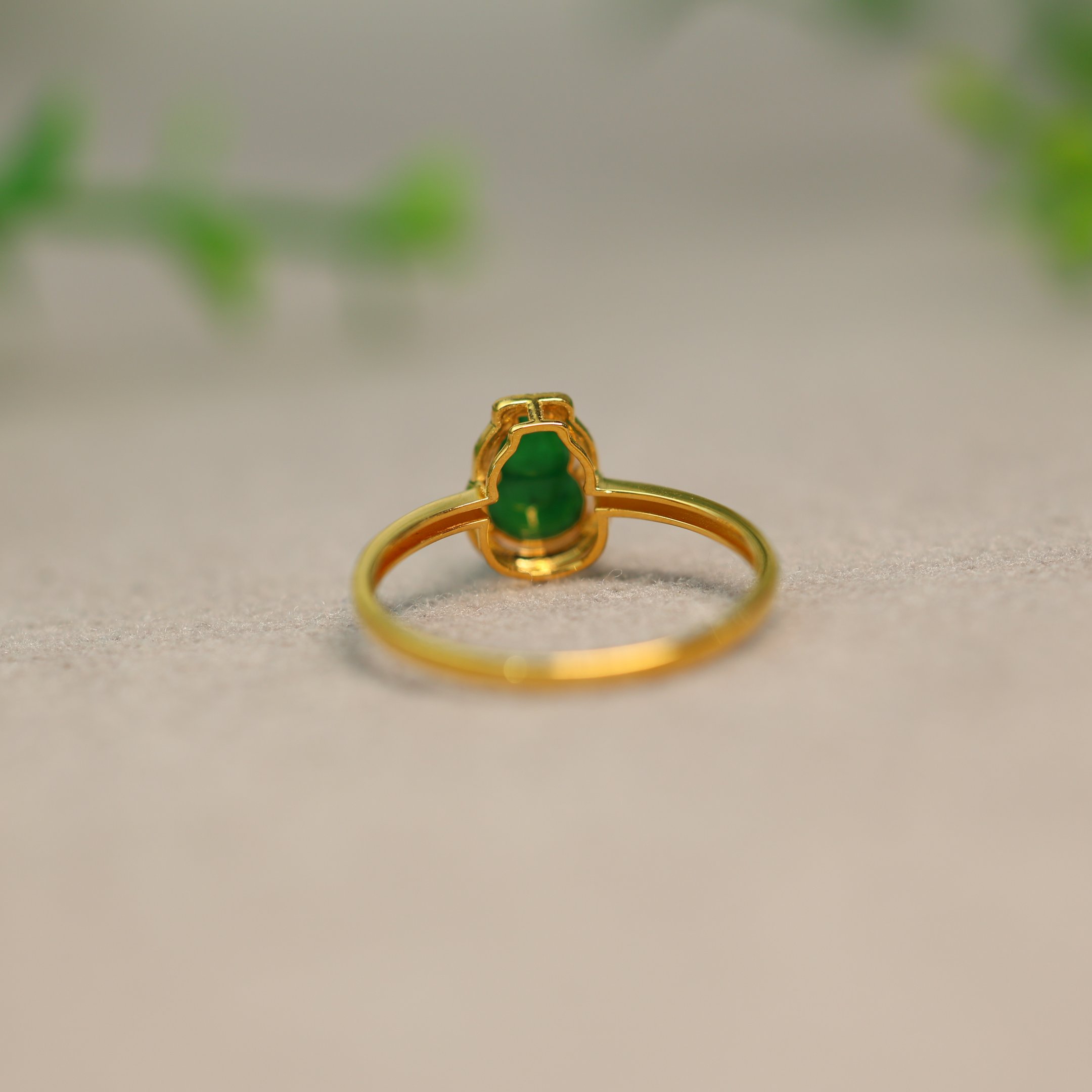 Ice Green Burmese Natural Grade A Jade Gourd Ring