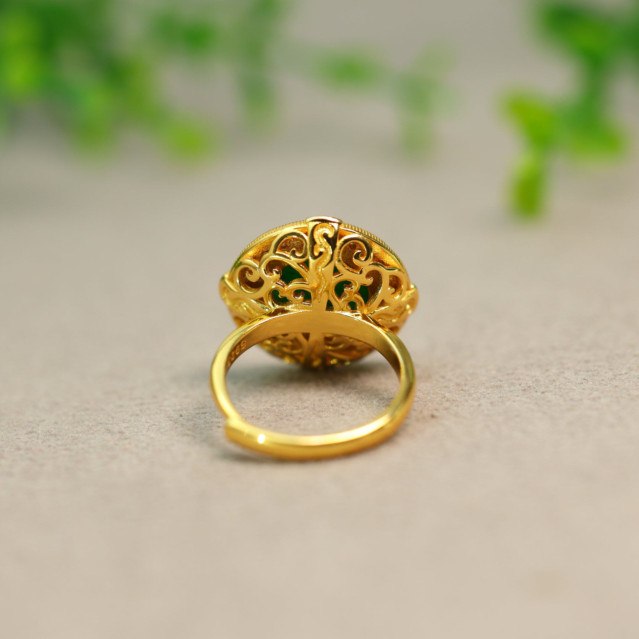 Natural grade A jadeite disc ring