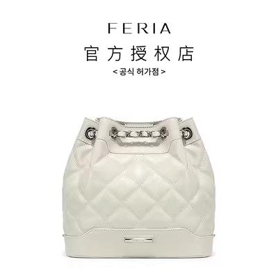 feria包包女韩国小众银色链条双肩包油蜡牛皮菱格百搭双肩背包女 - 图2