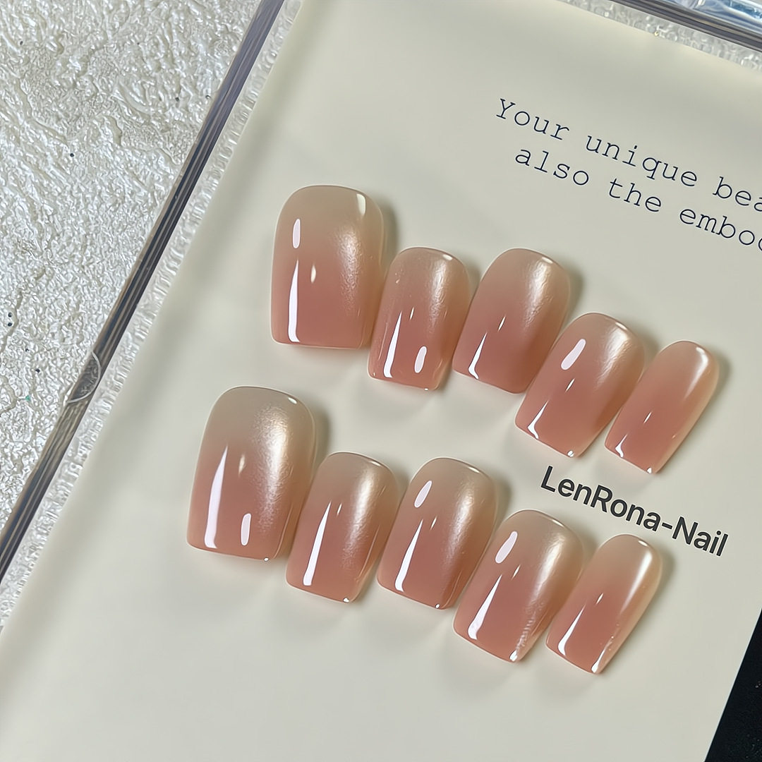 【凌洛原创】冰透蜜水蜜桃裸色渐变猫眼美甲穿戴甲可成品,淘宝优惠券,粉丝福利购,淘宝优惠卷