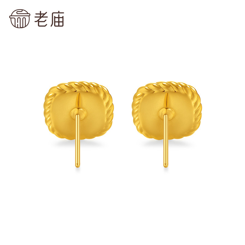 预售老庙黄金足金扭纹丝绒耳钉5D饱满立体小方糖闪耀时尚复古老钱,淘宝优惠券,粉丝福利购,淘宝优惠卷