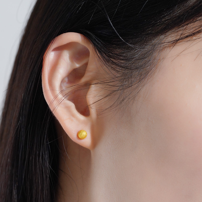 老庙黄金足金圆球耳钉5G金光熠熠悦己甄品有求币应诸事圆满,淘宝优惠券,粉丝福利购,淘宝优惠卷