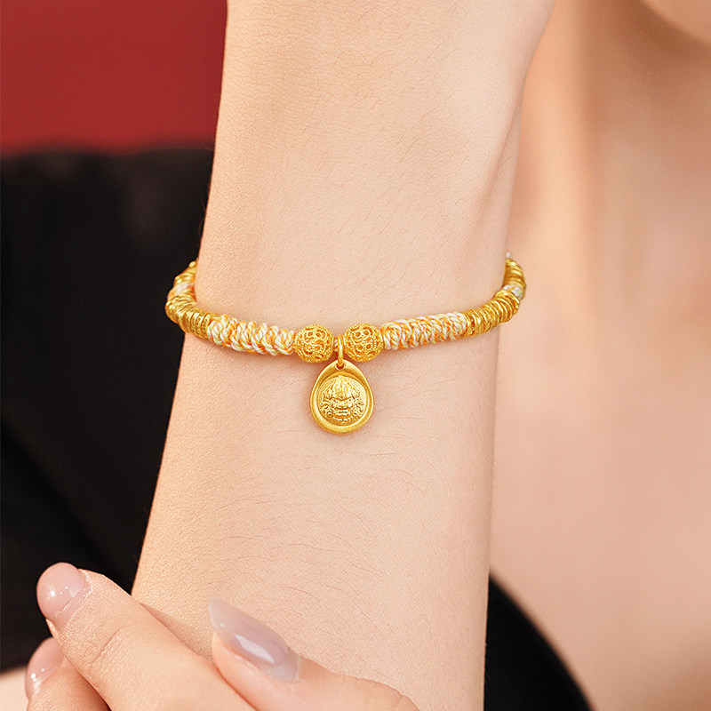 老庙黄金足金黄财神手绳古法精致招财进宝盘缠财运旺盛送礼百搭,淘宝优惠券,粉丝福利购,淘宝优惠卷