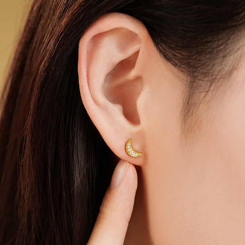 老庙黄金足金点钻星月耳钉精致小巧5G璀璨吸睛百搭时尚点亮穿搭,淘宝优惠券,粉丝福利购,淘宝优惠卷