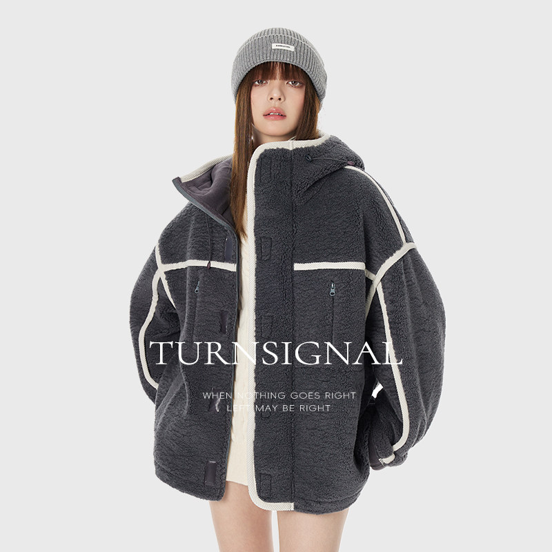TurnSignal潮牌颗粒绒外套女冬季2025新款休闲宽松加厚保暖绒外套,淘宝优惠券,粉丝福利购,淘宝优惠卷