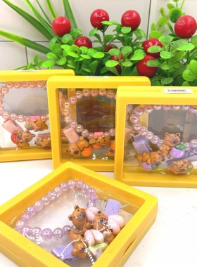 卡通高颜值水晶儿童珠子手串手链饰品趣味可爱发夹发饰组合奖品批