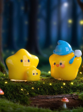 创意圣诞天使小黄星玩具手工园艺造景diy装饰品配件迷你小摆件