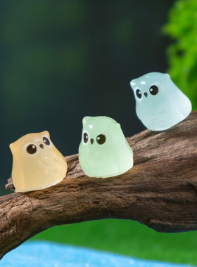 可爱夜光小猫头鹰萌粒公仔学生蛋糕diy装饰品挂配件微景观小摆件