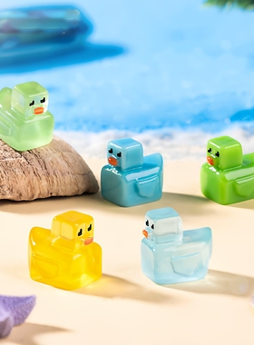 拍照静物夜光小鸭子像素格子方块小黄鸭礼品摆件饰品玩具物件礼物