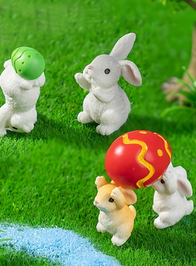 微景观可爱动物写实兔子摆件