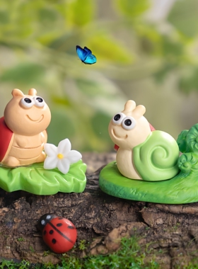 手工玩具可爱蜗牛蜜蜂瓢虫学生园艺造景diy装饰配件微景观小摆件