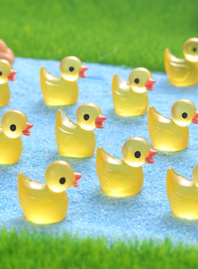 拍照静物微景观小摆件夜光鸭卡通立体小鸭子微缩装饰可爱蛋糕配件