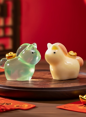 新年金元宝小马萌粒 娃屋diy装饰品蛋糕配件微景观车载桌面小摆件