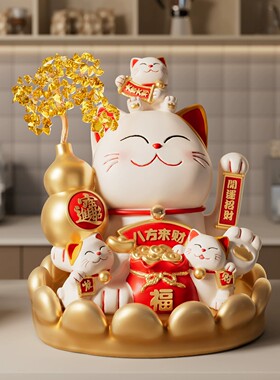 德国八方来财招财猫摆件开业礼物