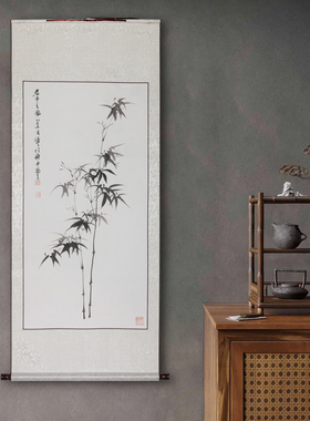 竹报平安中式国画翠竹纯手绘墨竹