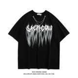 Летняя футболка с коротким рукавом, брендовая цепь для влюбленных, в американском стиле, этнический стиль