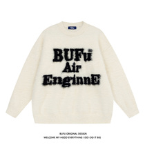 hundreds of millions Juvenile BUFU National Tide American Alphabet Sweater Men And Women Autumn Winter Thickened High Street Couple Stitch Cardiovert Blouse