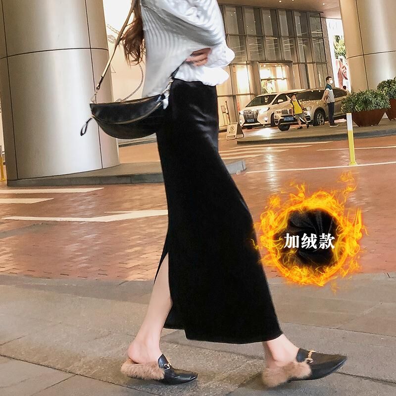 秋冬韩版高腰显瘦百搭半身裙一步裙