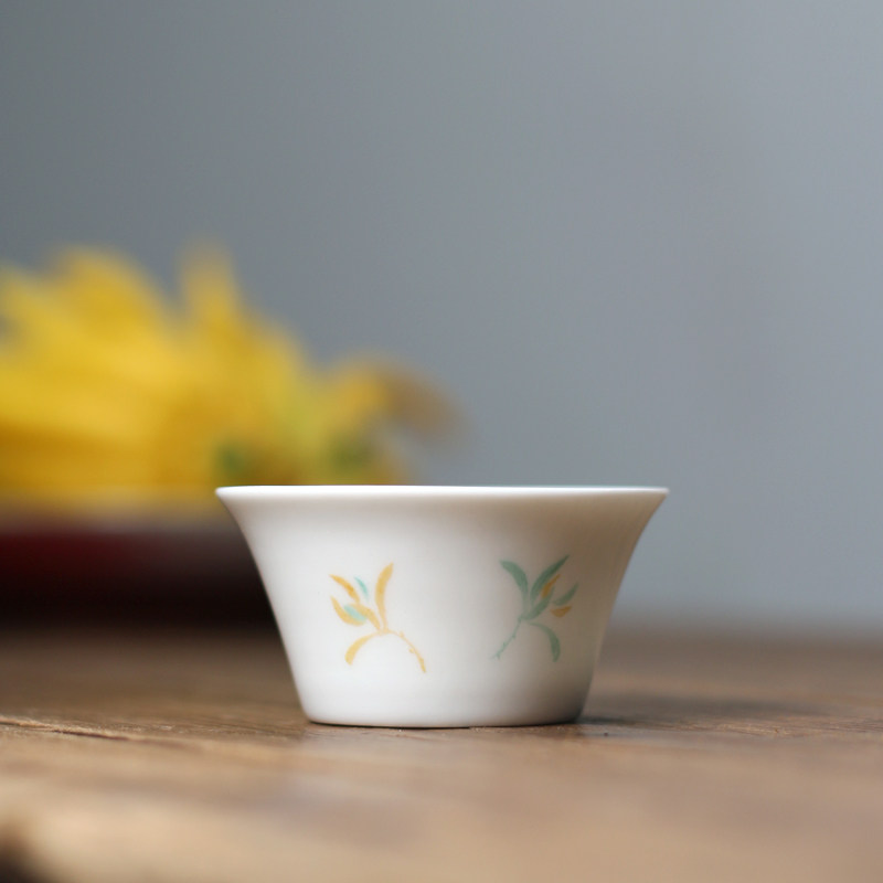 传统潮州功夫茶具茶杯彩瓷杯手绘草兰花杯蛋壳杯单丛小茶杯超小_虎窝淘