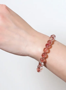 上新新款红铜发晶手链顺发晶男女时尚大气转运单圈手串