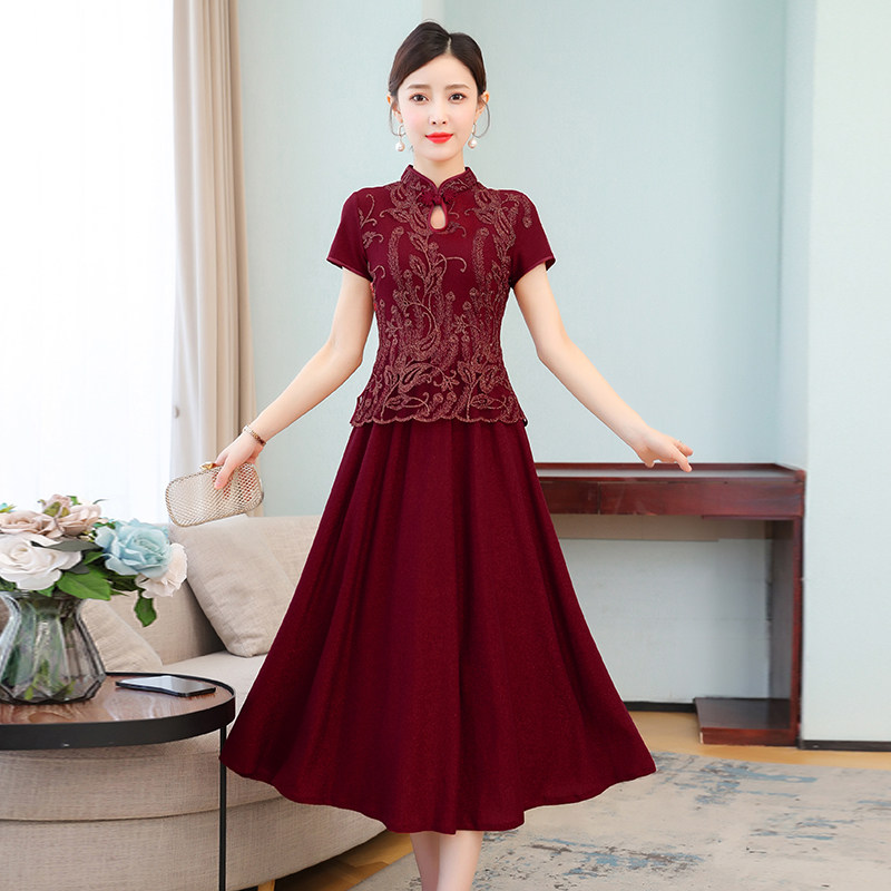 喜婆婆婚宴装女结婚长辈衣服妈妈参加婚礼服旗袍高贵假两件套装夏