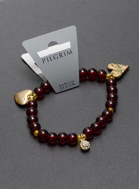 欧美PG新款石榴红水晶珠手链