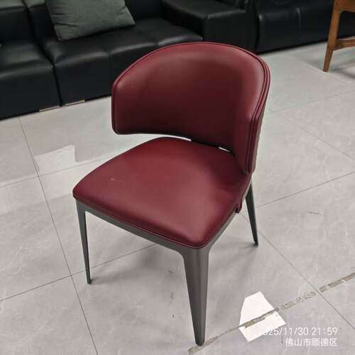 实心不锈钢轻奢餐椅家用意式波纹靠背椅舒适餐厅现代简约洽谈茶椅 - 图0