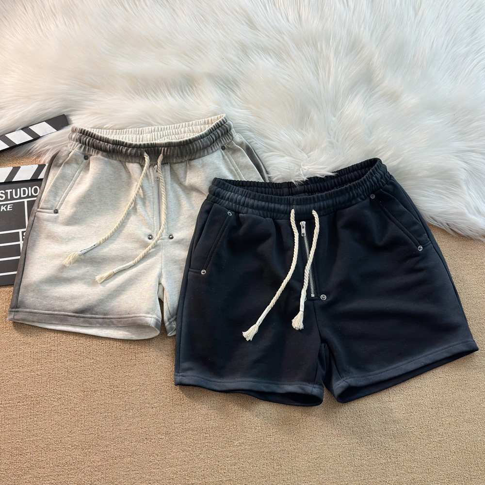 设计喷脏做旧水洗重磅毛圈短裤男潮牌宽松休闲松紧抽绳四分裤中裤,淘宝优惠券,粉丝福利购,淘宝优惠卷