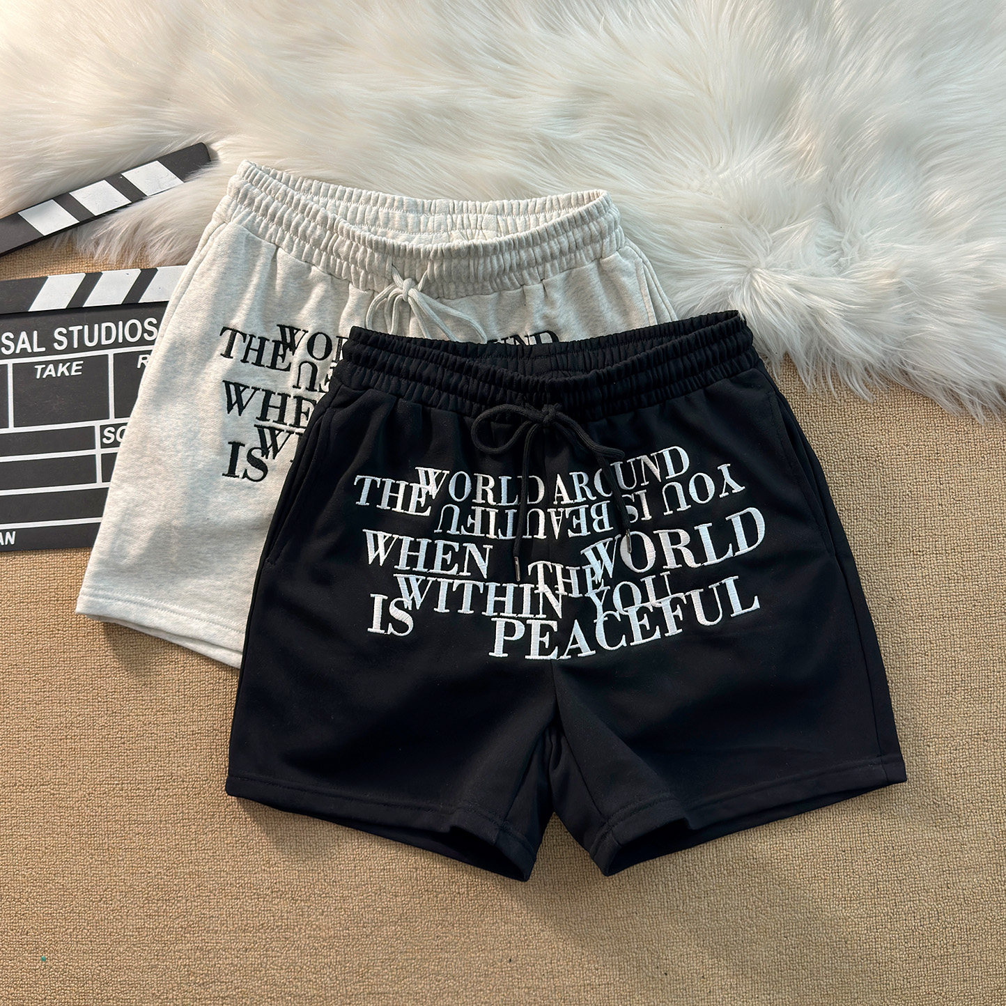 潮牌轻奢质感刺绣字母重磅300克毛圈休闲四分短裤篮球裤宽松男裤,淘宝优惠券,粉丝福利购,淘宝优惠卷