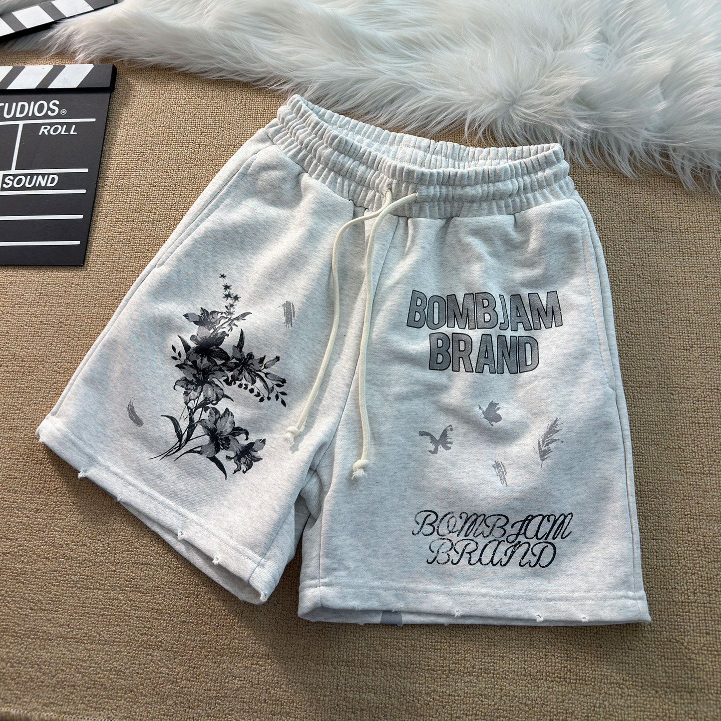 390克加厚毛圈花卉印花休闲短裤男士夏季高街潮牌宽松四分裤子女,淘宝优惠券,粉丝福利购,淘宝优惠卷