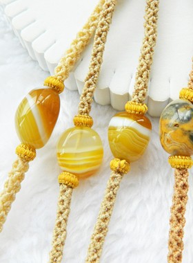 天然玛瑙随型款式转运珠手链手编手作蜡线男女情侣款手链可调节