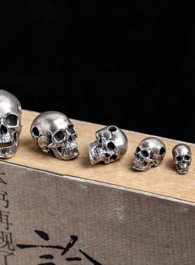 朋克风骷髅纯银欧美情侣吊坠新品