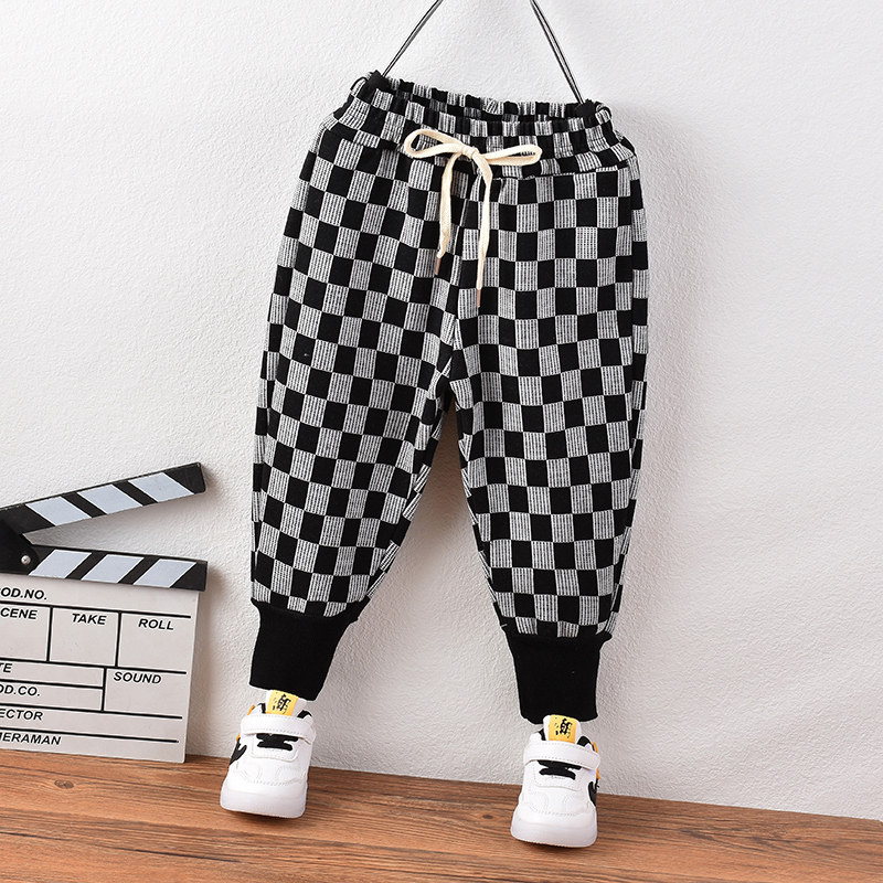 男女童裤子加绒秋冬新款加厚百搭格子运动休闲卫裤韩版束脚长裤子,淘宝优惠券,粉丝福利购,淘宝优惠卷
