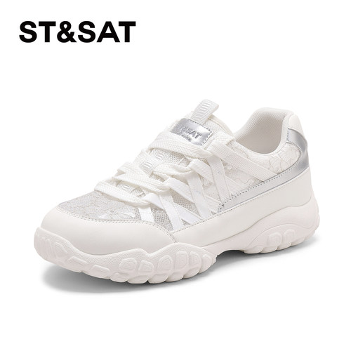 St&Sat/星期六春夏蕾丝芭蕾德训鞋厚底增高休闲单鞋女SSD2112W2C - 图1