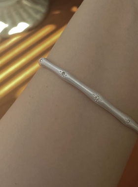 竹节金属拉丝开口手镯女小众设计