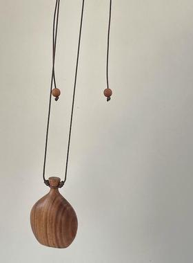 复古檀木冷淡风酒壶项链ins新款