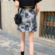 Niche fat mm printed retro style anti-exposure hip skirt