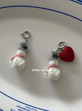 韩系ins可爱雪人钥匙扣耳机挂件