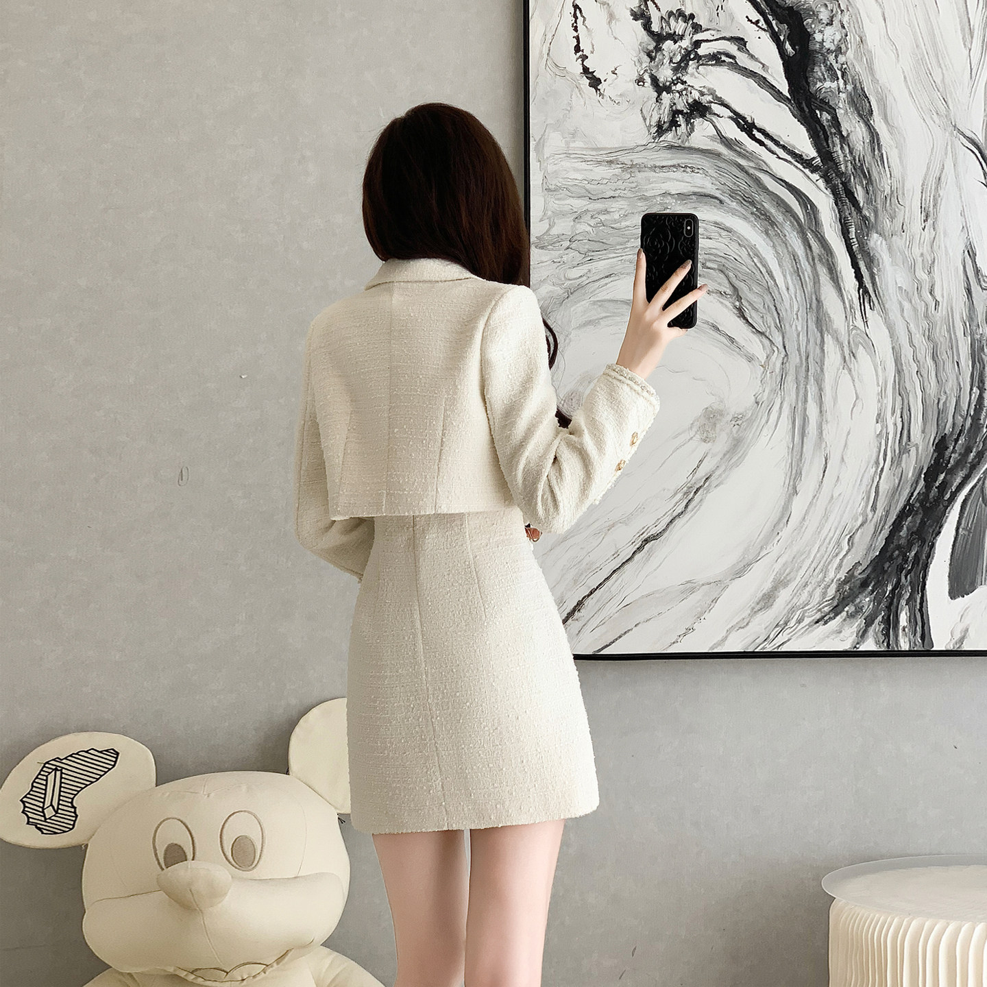 小香风时尚套装女秋冬新款气质名媛两件套短外套吊带连衣裙一整套,淘宝优惠券,粉丝福利购,淘宝优惠卷