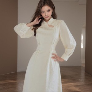 2024春装新款新中式改良旗袍裙中长裙灯笼袖连衣裙女潮爆乐町百搭