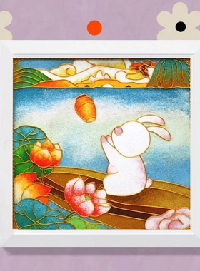 景泰蓝掐丝珐琅画中秋节兔子茶杯垫小摆件手工礼物初学diy材料包