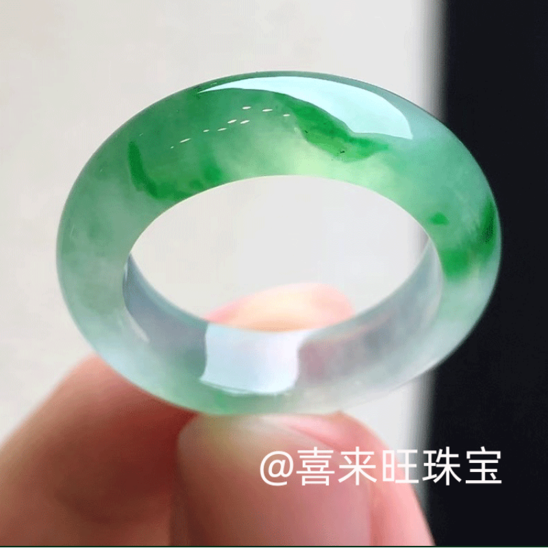 天然缅甸老坑翡翠冰种飘绿花帝王绿辣绿冰绿玉石戒指指环戒圈扳指,淘宝优惠券,粉丝福利购,淘宝优惠卷