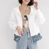 Áo khoác ngắn nữ mùa thu 2019 mới thời trang Hàn Quốc flash denim áo khoác rộng kích cỡ áo khoác trùm đầu - Áo khoác ngắn