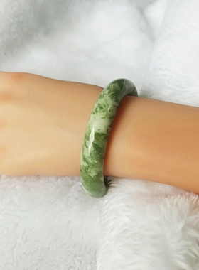F78】天然岫玉油翠手镯绿白相间岫岩玉翡翠色包邮镯子包邮